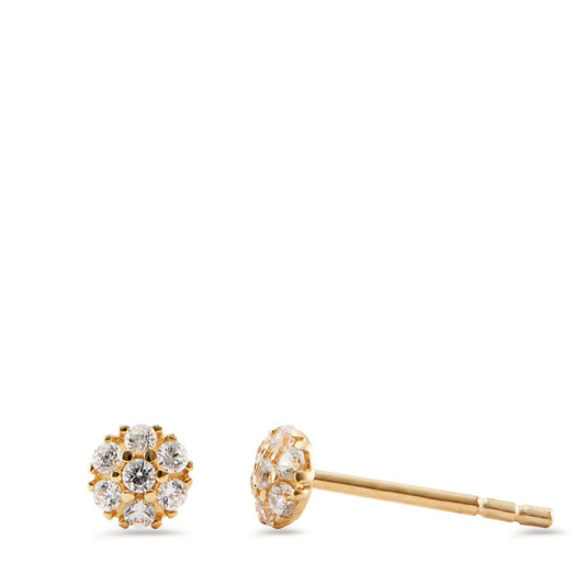 Stud earrings 14k Yellow Gold Zirconia 14 Stones Ø4 mm