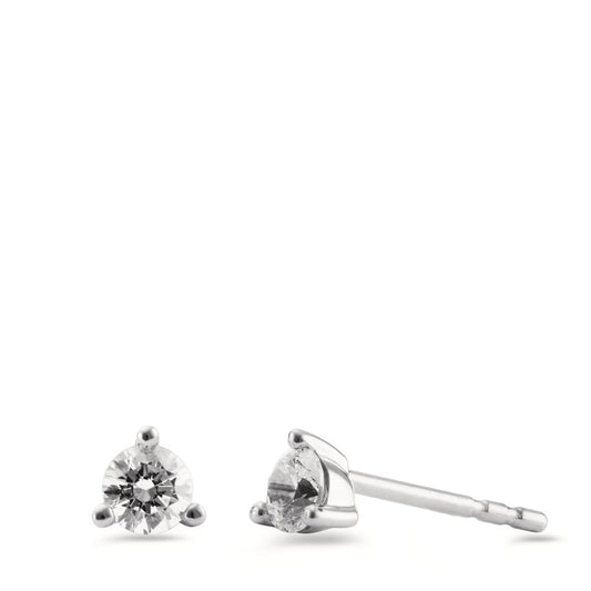 Stud earrings 14k White Gold Zirconia 2 Stones Ø4 mm