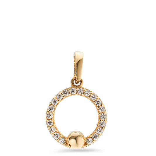 Pendant 14k Yellow Gold Zirconia 20 Stones Ø10 mm