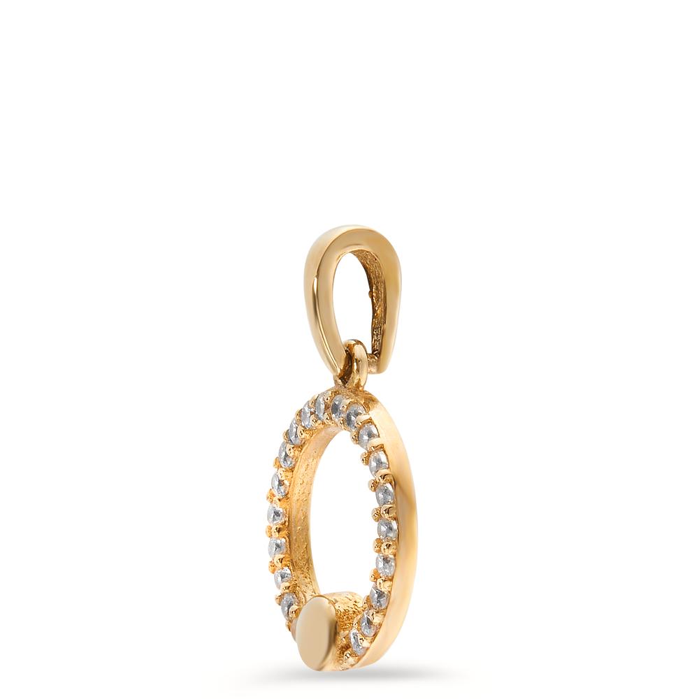 Pendant 14k Yellow Gold Zirconia 20 Stones Ø10 mm