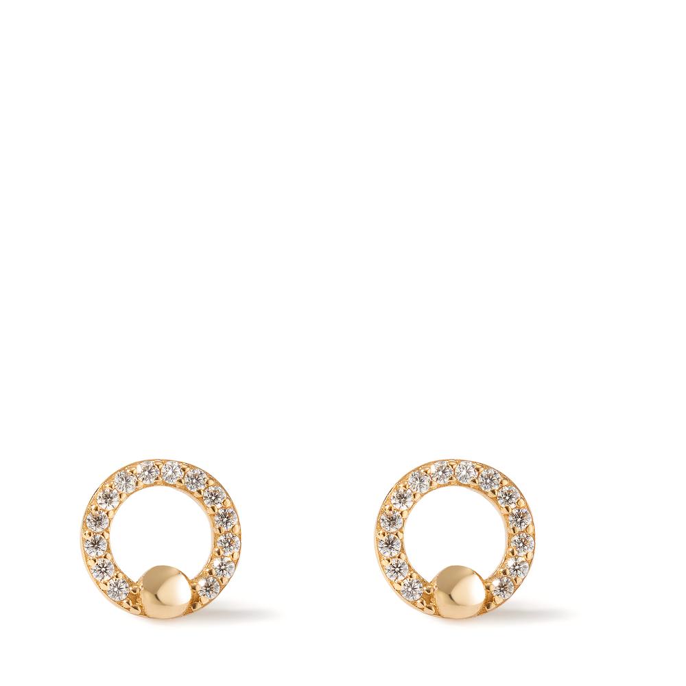 Stud earrings 14k Yellow Gold Zirconia 28 Stones Ø7.5 mm