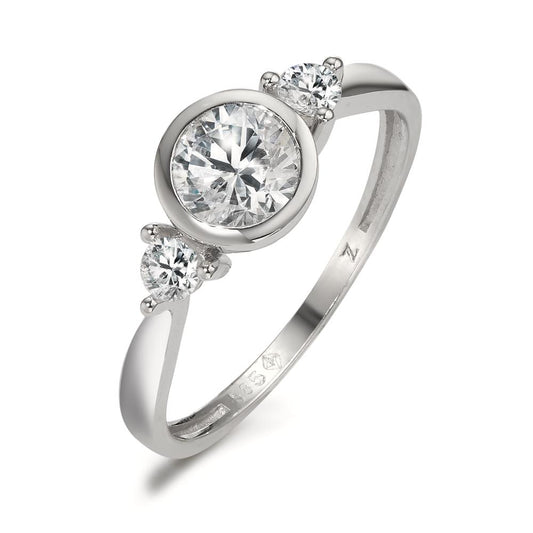 Ring 14k White Gold Zirconia 3 Stones