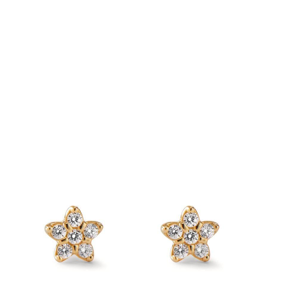 Stud earrings 14k Yellow Gold Zirconia 12 Stones Star Ø5 mm