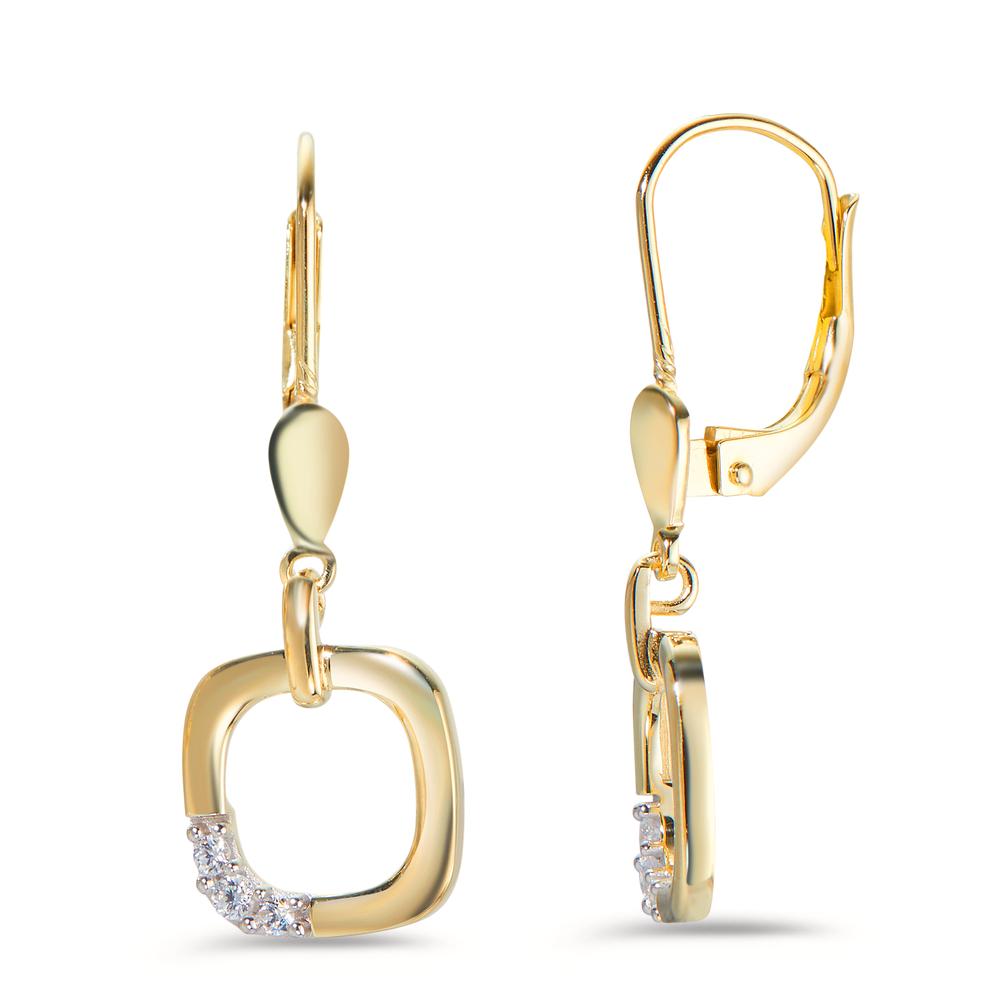 Drop Earrings 14k Yellow Gold Zirconia 6 Stones