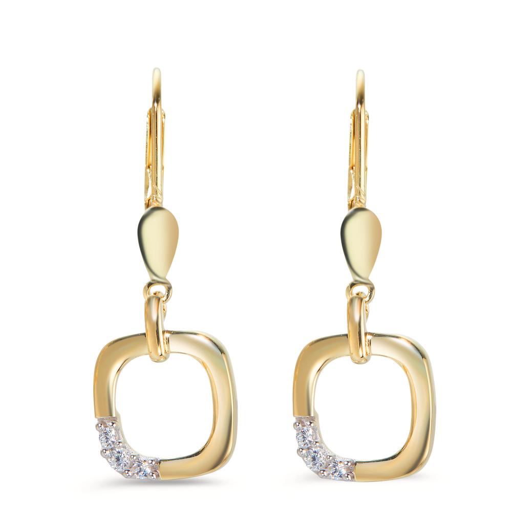 Drop Earrings 14k Yellow Gold Zirconia 6 Stones