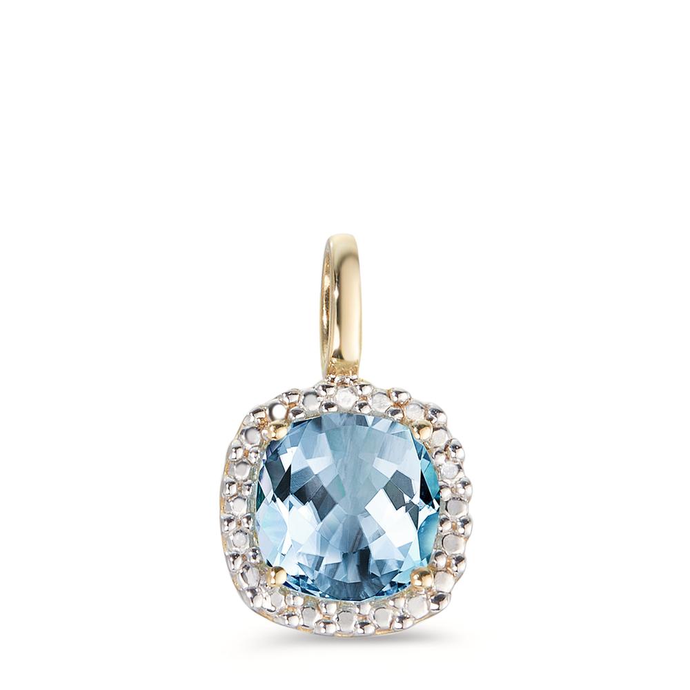 Pendant 14k Yellow Gold Topaz Blue