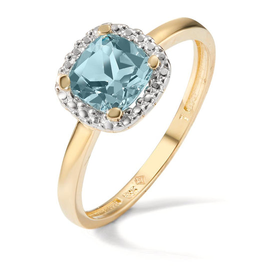 Ring 14k Yellow Gold Topaz Blue