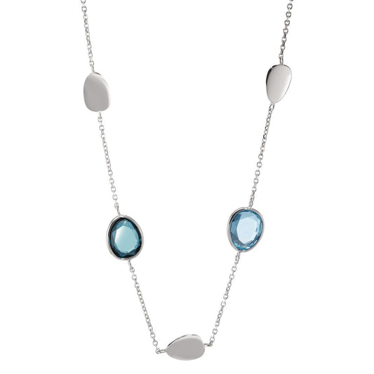 Necklace 14k White Gold London Blue Topaz 2 Stones 42-45 cm