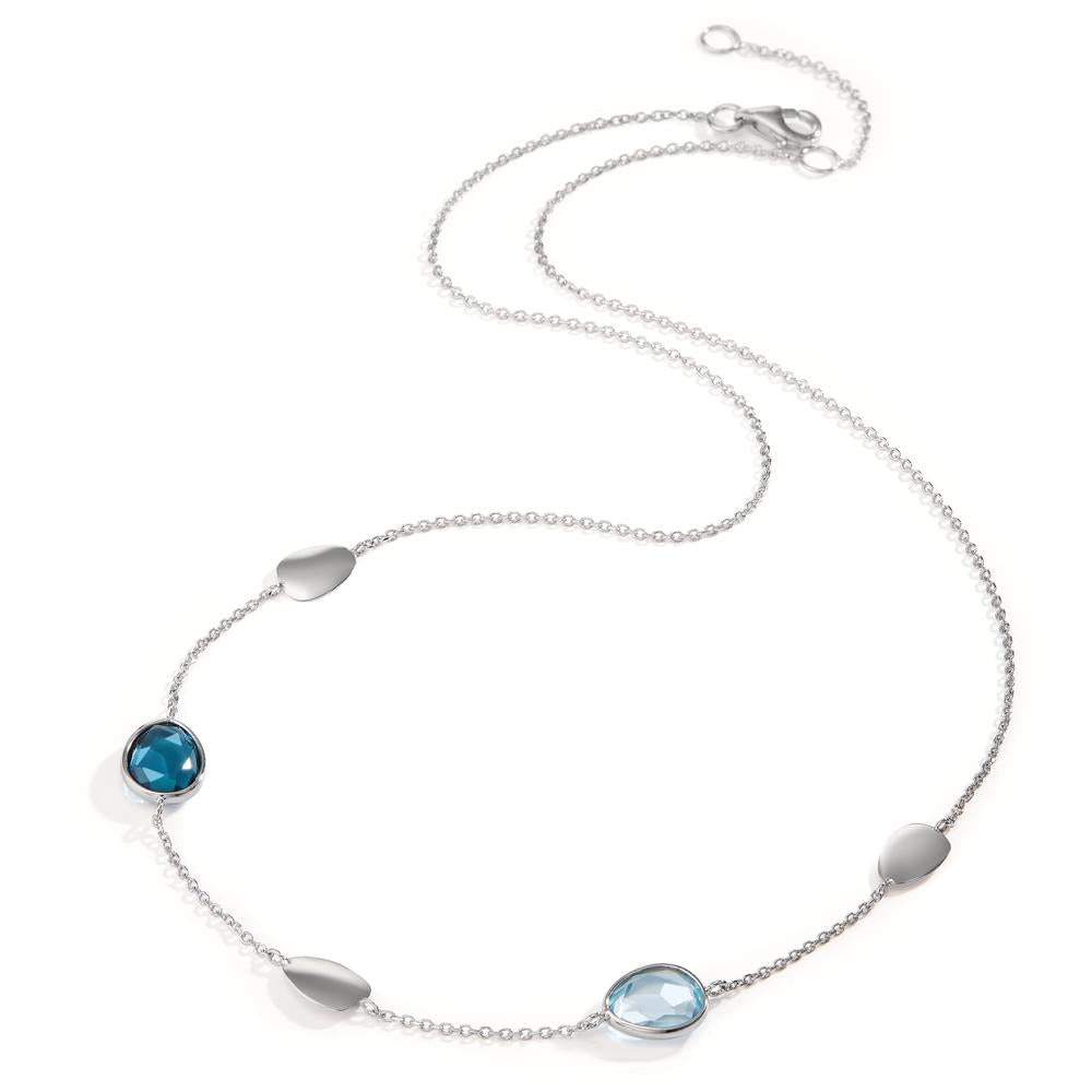 Necklace 14k White Gold London Blue Topaz 2 Stones 42-45 cm