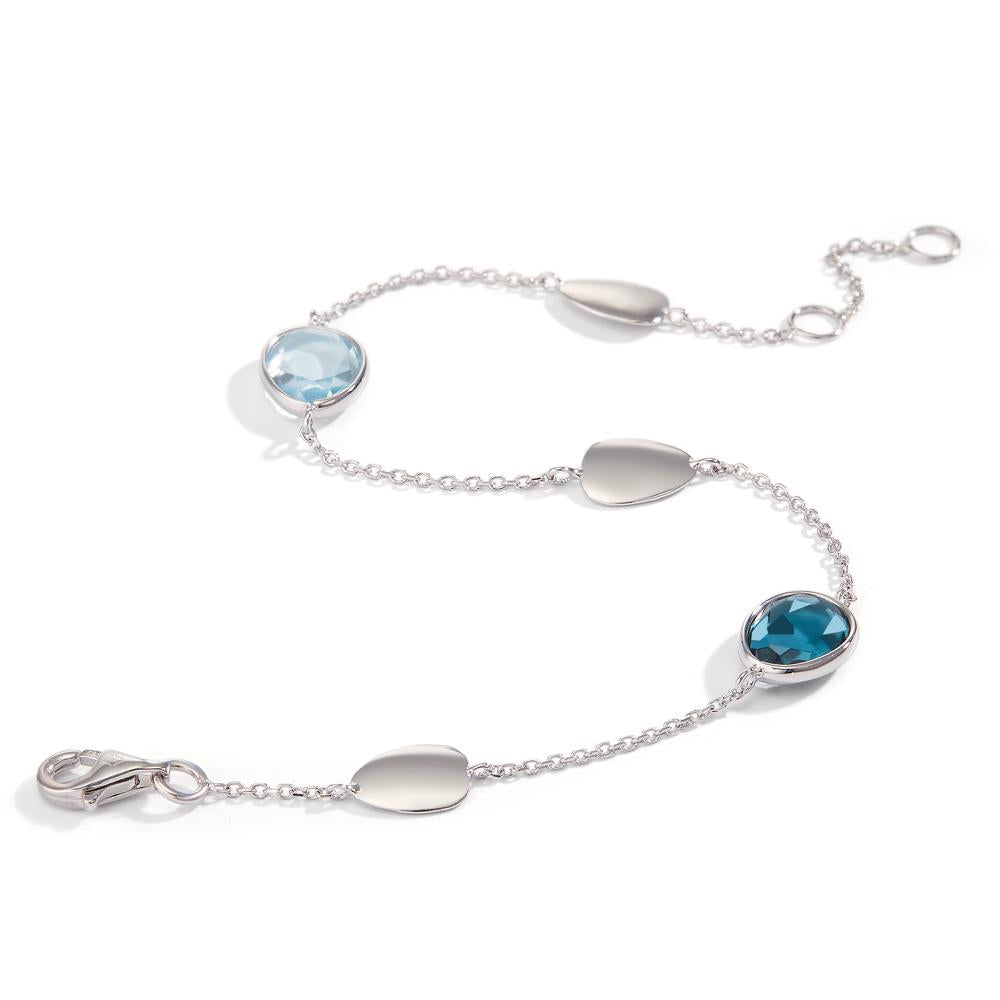 Bracelet 14k White Gold London Blue Topaz 2 Stones 17-19 cm