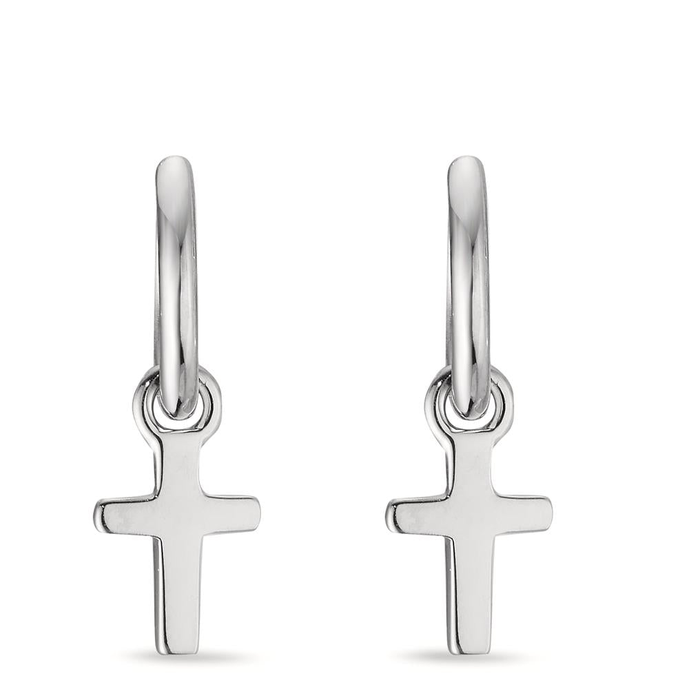 Hinged hoop Silver Rhodium plated Cross