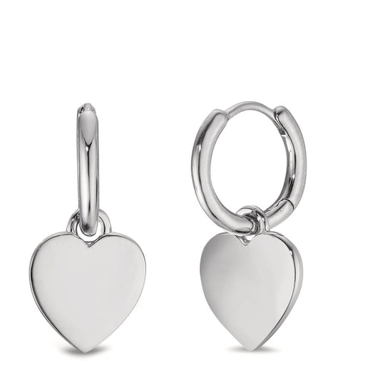 Hinged hoop Silver Rhodium plated Heart