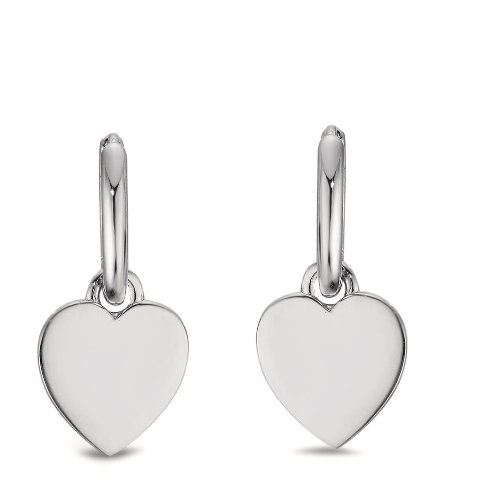 Hinged hoop Silver Rhodium plated Heart