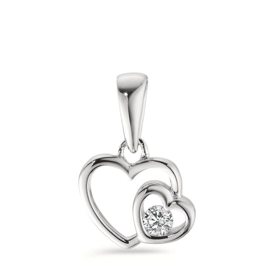 Pendant Silver Zirconia Rhodium plated Heart Ø10 mm