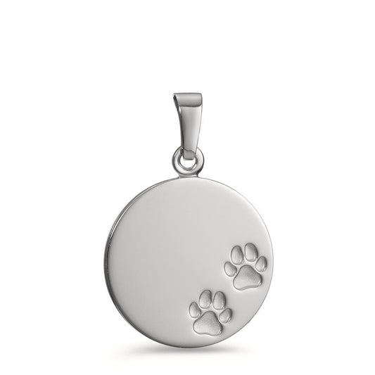 Engravable pendant Silver Rhodium plated Paw Ø16 mm