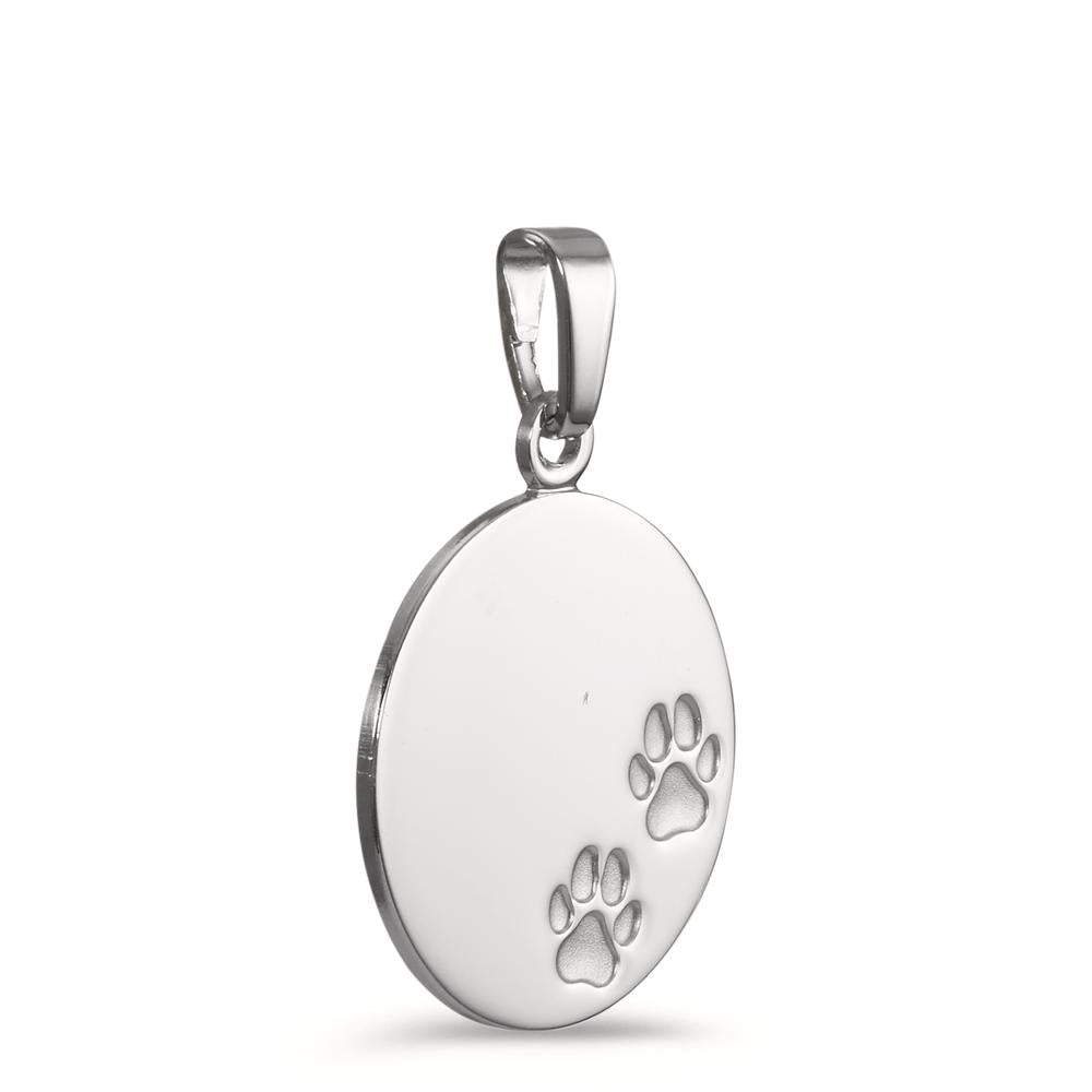 Engravable pendant Silver Rhodium plated Paw Ø16 mm