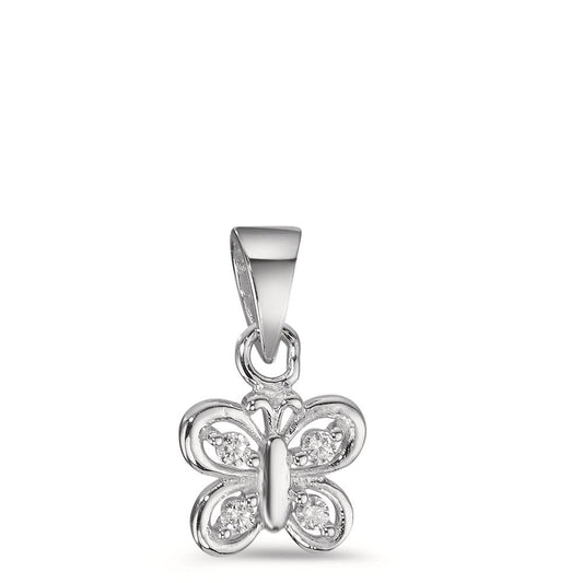 Pendant Silver Zirconia 4 Stones Rhodium plated Butterfly Ø7.5 mm