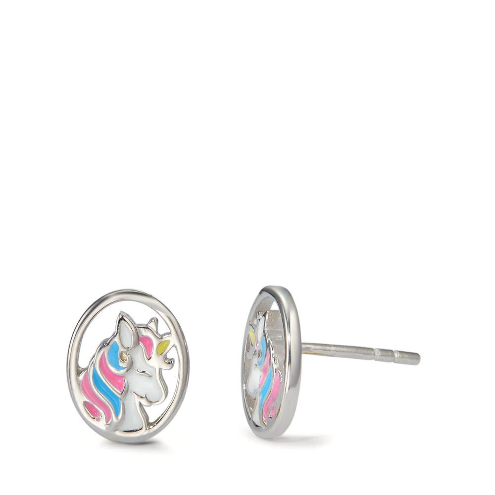 Stud earrings Silver Rhodium plated Unicorn