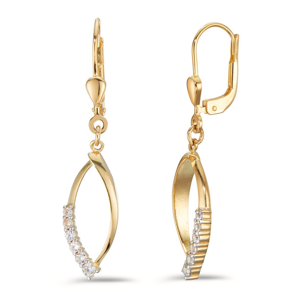 Drop Earrings 18k Yellow Gold Zirconia 12 Stones