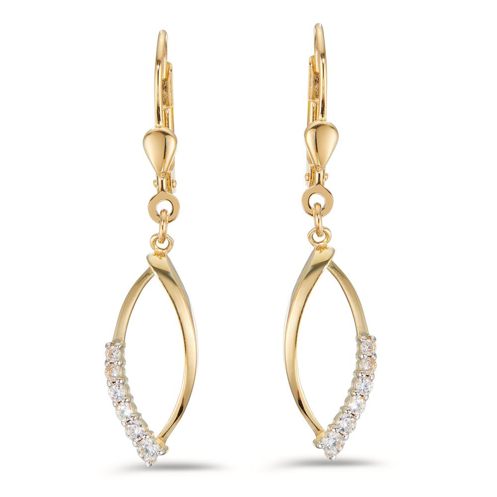 Drop Earrings 18k Yellow Gold Zirconia 12 Stones