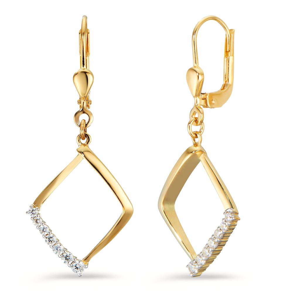 Drop Earrings 18k Yellow Gold Zirconia 14 Stones