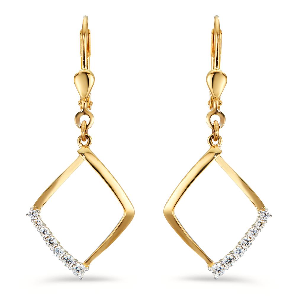 Drop Earrings 18k Yellow Gold Zirconia 14 Stones