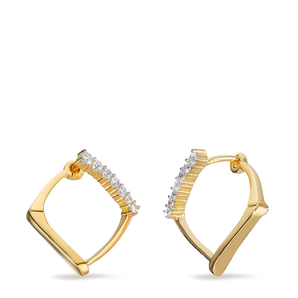 Earrings 18k Yellow Gold Zirconia White, 14 Stones Ø18 mm