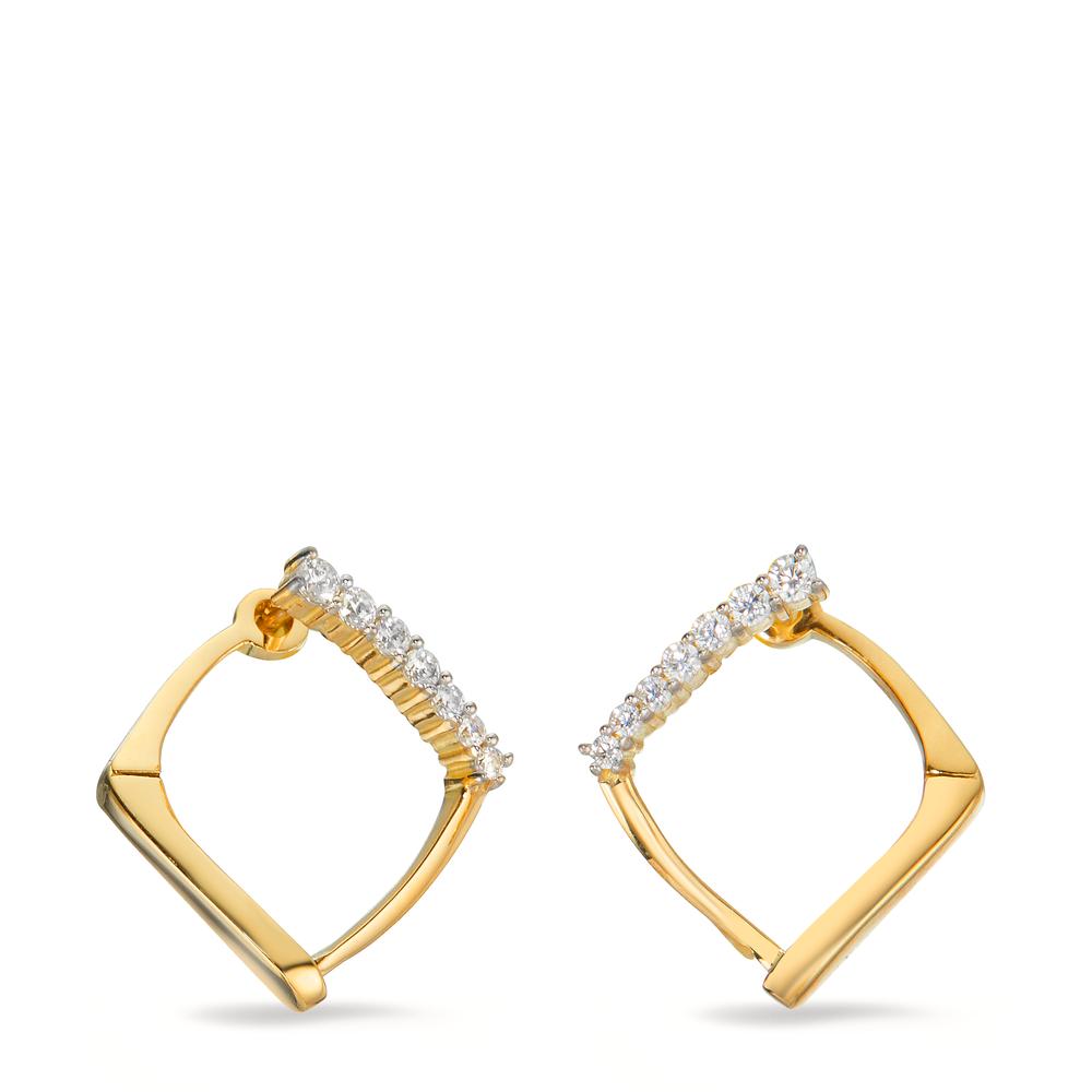 Earrings 18k Yellow Gold Zirconia White, 14 Stones Ø18 mm