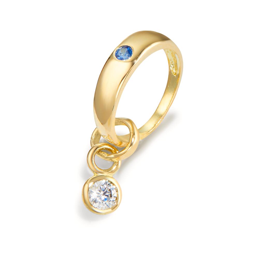 Christening ring 18k Yellow Gold Sapphire 2 Stones Ø11 mm