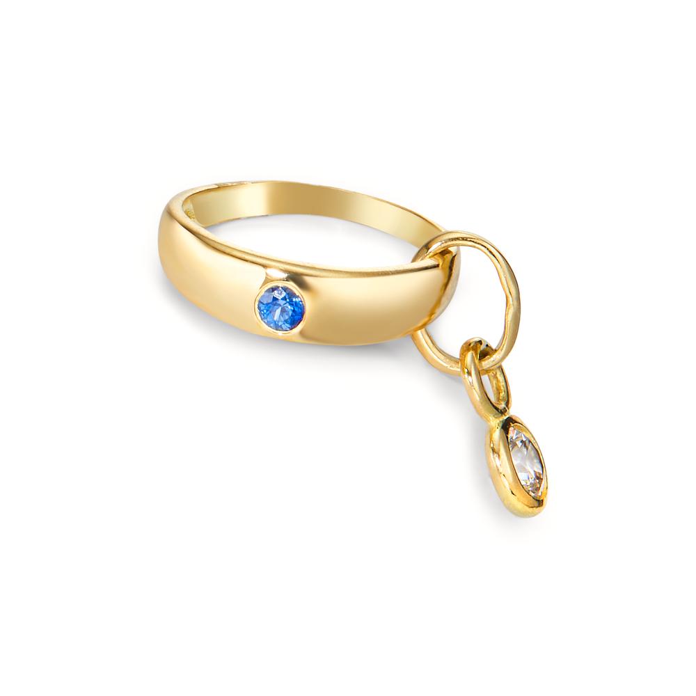 Christening ring 18k Yellow Gold Sapphire 2 Stones Ø11 mm