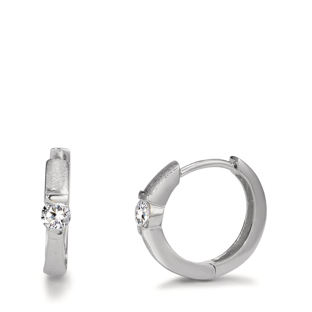 Hinged hoop Silver Zirconia 2 Stones Rhodium plated