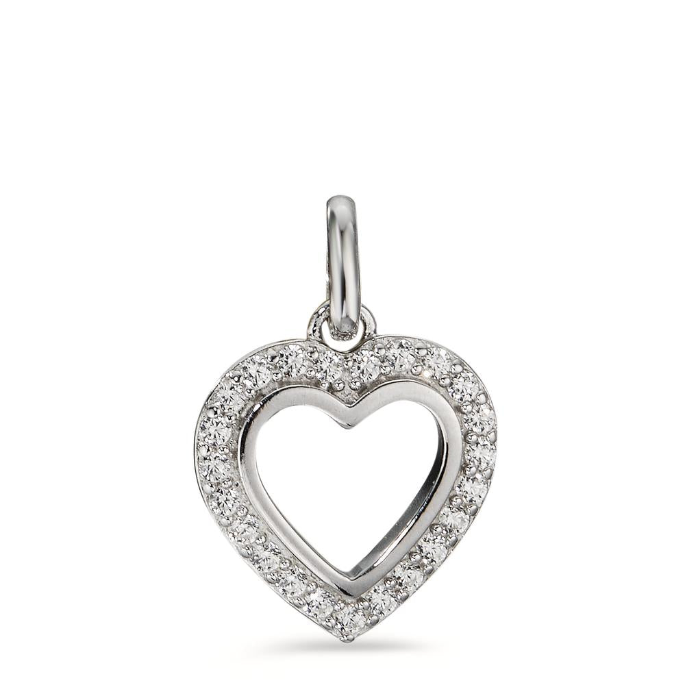 Pendant Silver Zirconia Rhodium plated Heart Ø12 mm