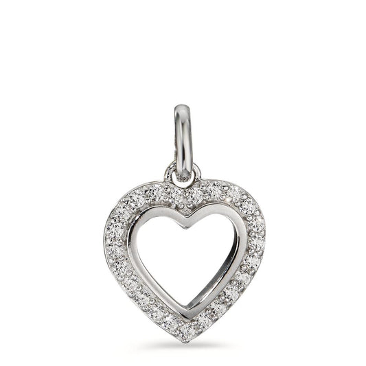 Pendant Silver Zirconia Rhodium plated Heart Ø12 mm