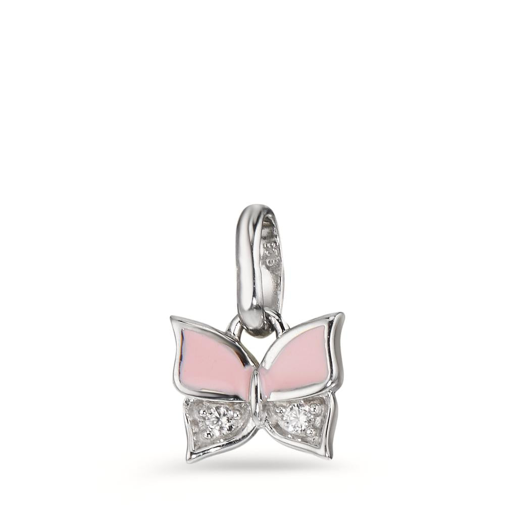 Pendant Silver Zirconia 2 Stones Rhodium plated Butterfly