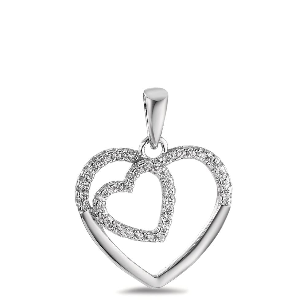 Pendant Silver Zirconia Rhodium plated Heart Ø17 mm