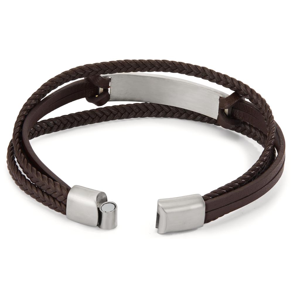 Engravable bracelet Stainless steel, Artificial leather 21 cm