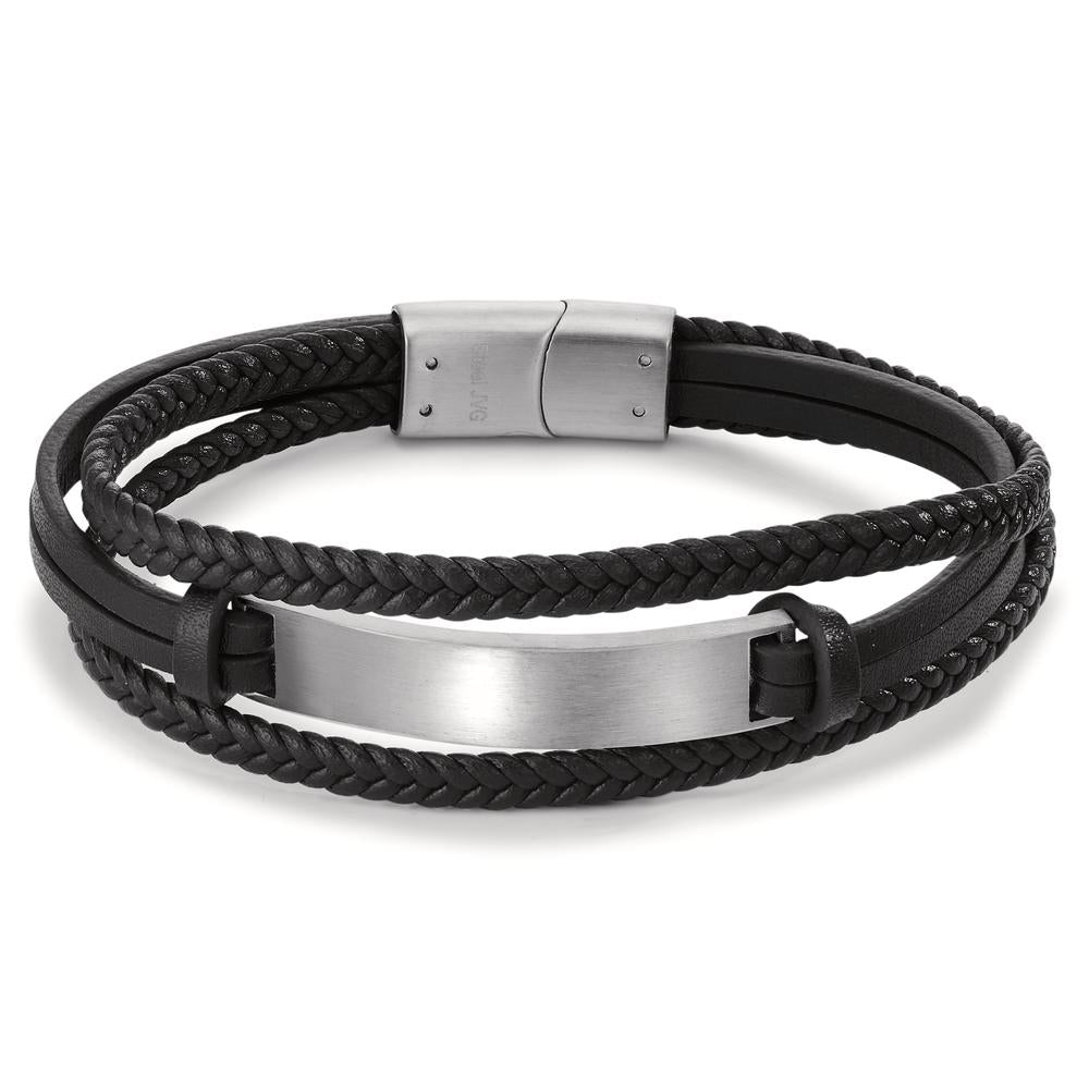 Engravable bracelet Stainless steel, Artificial leather 21 cm