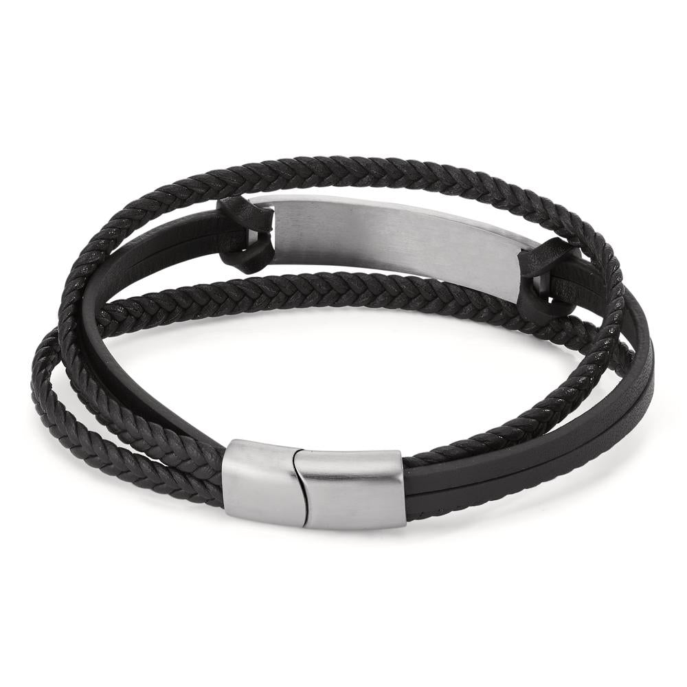 Engravable bracelet Stainless steel, Artificial leather 21 cm