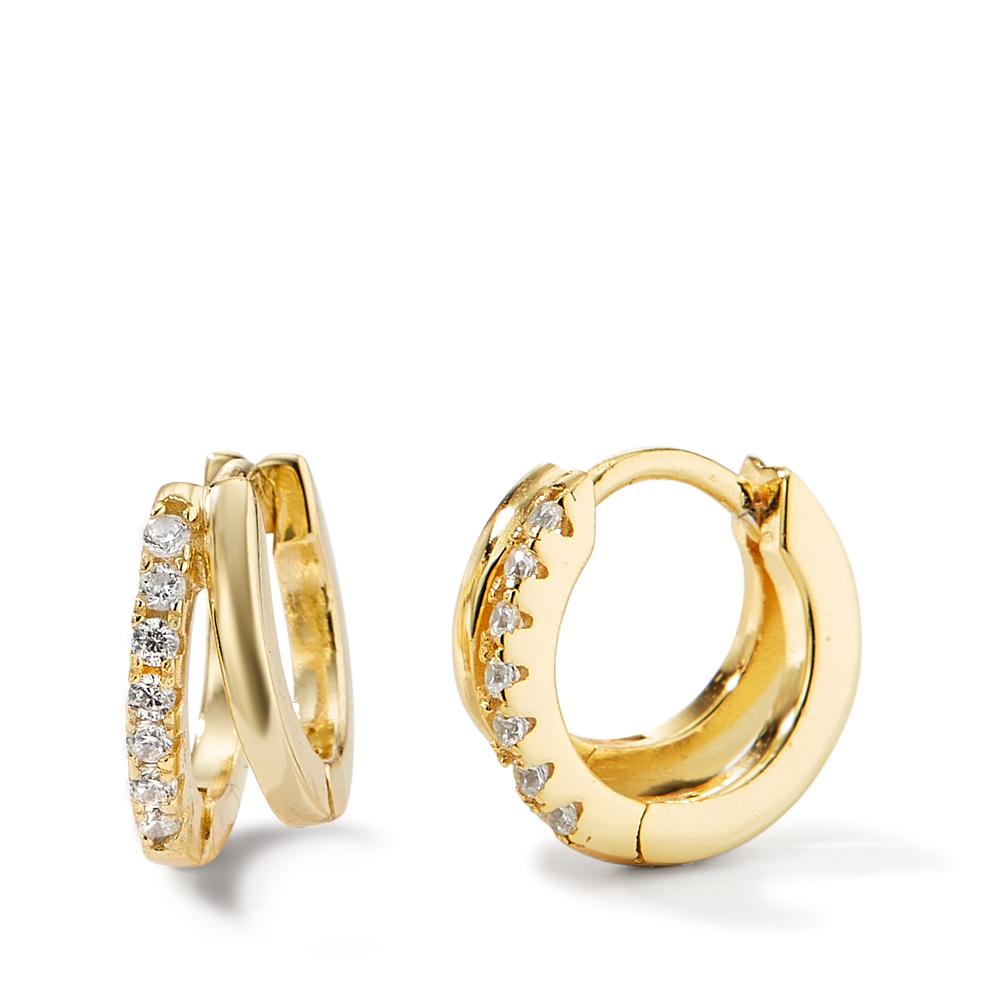 Hinged hoop Silver Zirconia 14 Stones Yellow Gold plated