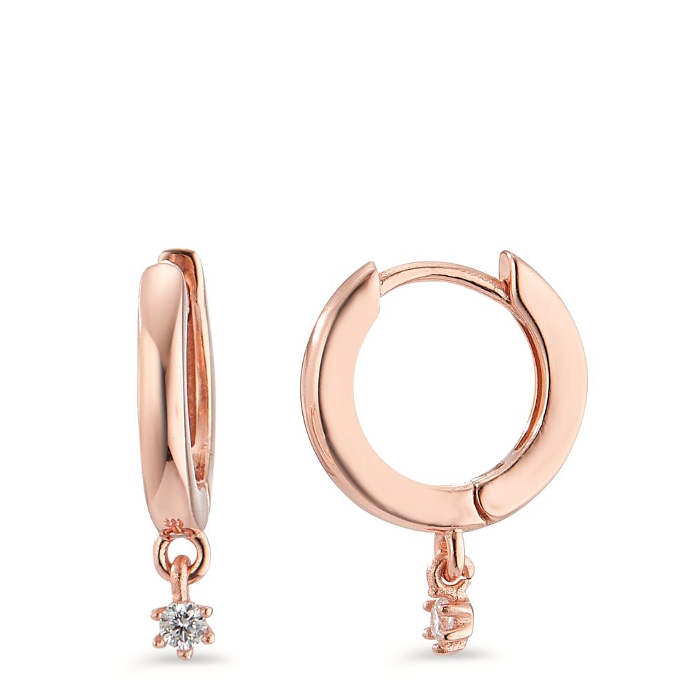 Hinged hoop Silver Zirconia 2 Stones Rose Gold plated