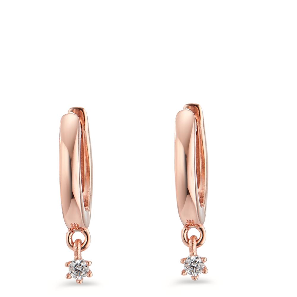 Hinged hoop Silver Zirconia 2 Stones Rose Gold plated