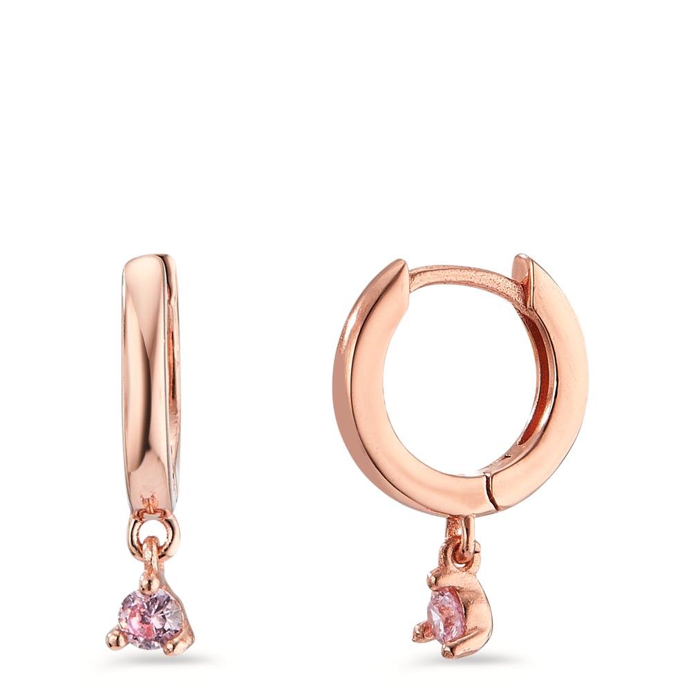 Hinged hoop Silver Zirconia Rose, 2 Stones Rose Gold plated