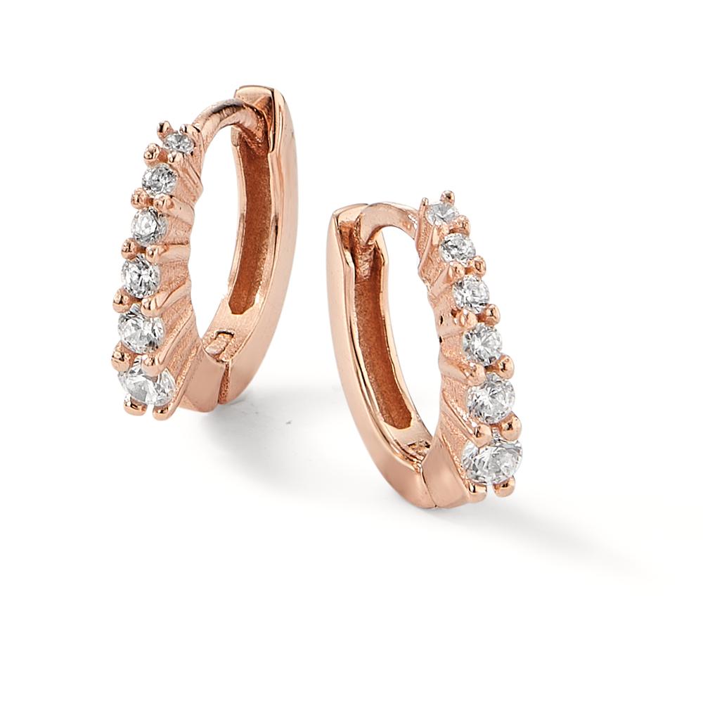 Hinged hoop Silver Zirconia 12 Stones Rose Gold plated