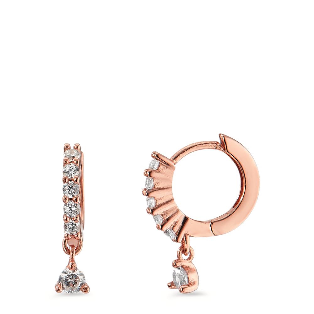 Hinged hoop Silver Zirconia 12 Stones Rose Gold plated