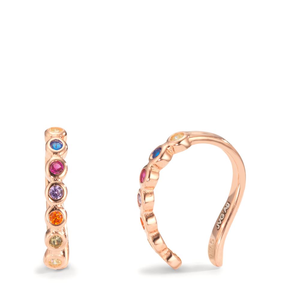 Ear Cuff Silver Zirconia Colorful, 12 Stones Rose Gold plated Ø10 mm