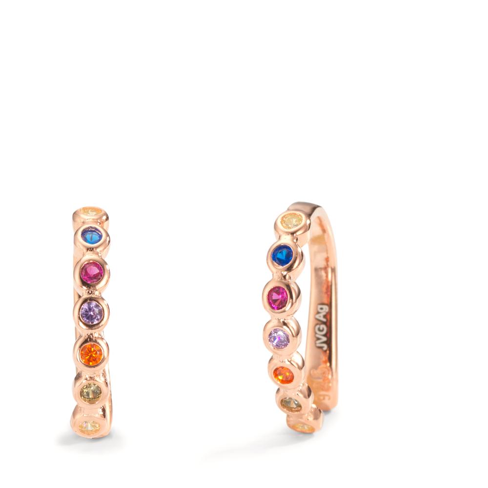 Ear Cuff Silver Zirconia Colorful, 12 Stones Rose Gold plated Ø10 mm