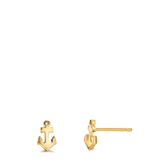 Stud earrings Silver Yellow Gold plated Anchor