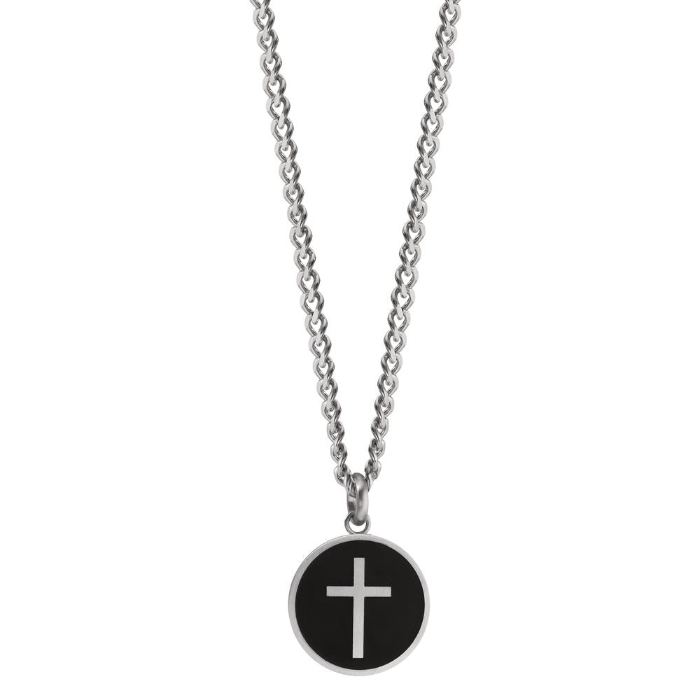 Necklace with pendant Stainless steel Enameled Cross 60 cm