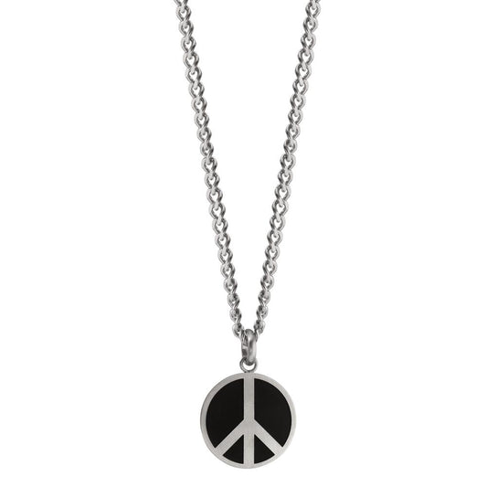 Necklace with pendant Stainless steel Enameled Peace 60 cm