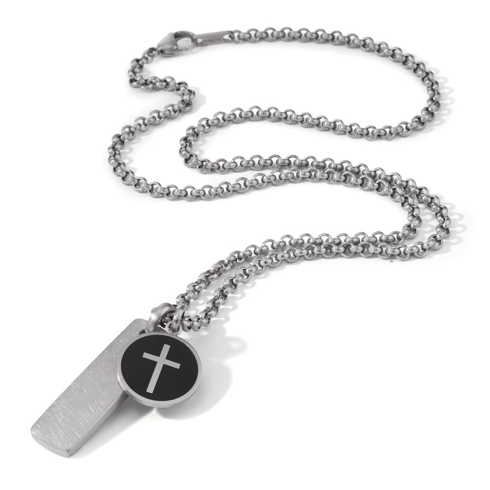 Necklace with pendant Stainless steel Enameled Cross 60 cm